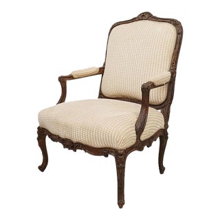 Late 20th Century Antique Carved Wood and Upholstered Arm Chair For Sale