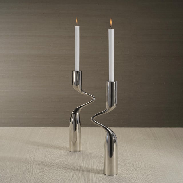 Liaison 2-Piece Metal Candle Holder Set For Sale - Image 4 of 7