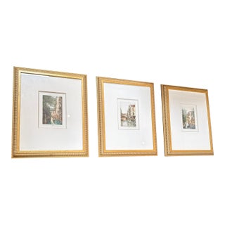Friedrich Color Engravings of the Venice Canals, Set of Three For Sale