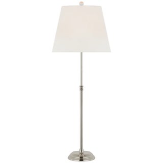 Suzanne Kasler by Visual Comfort Signature Wyatt 29" Buffet Lamp in Polished Nickel with Linen Shade For Sale