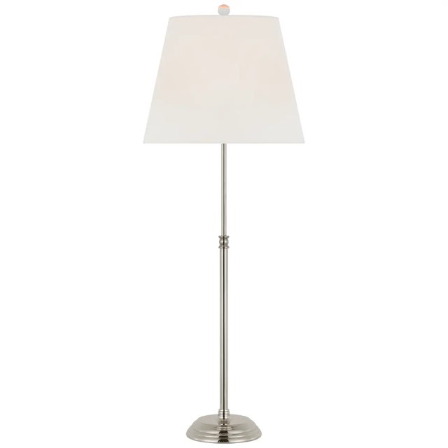 Suzanne Kasler by Visual Comfort Signature Wyatt 29" Buffet Lamp in Polished Nickel with Linen Shade For Sale