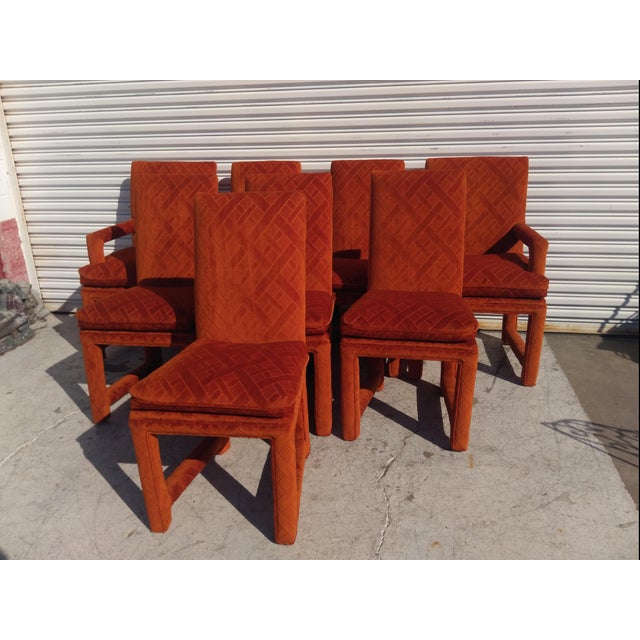 Late 20th Century Burnt Orange Parsons Style Dining Chairs - Set of 8 For Sale - Image 10 of 10