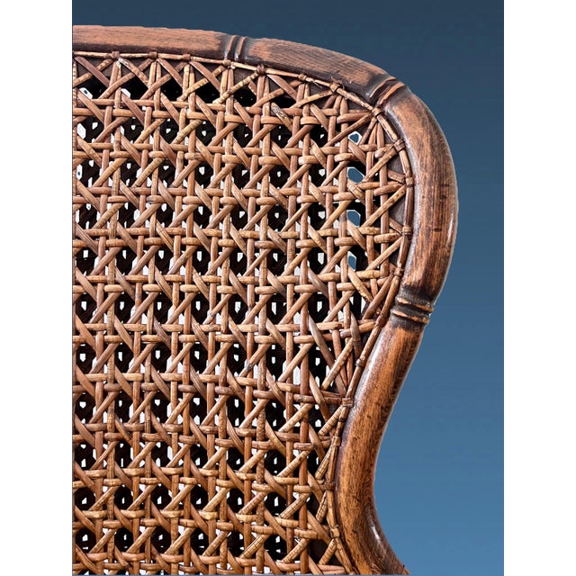 Vintage French Double Caned Wicker Armchair / Side Chair For Sale - Image 11 of 15