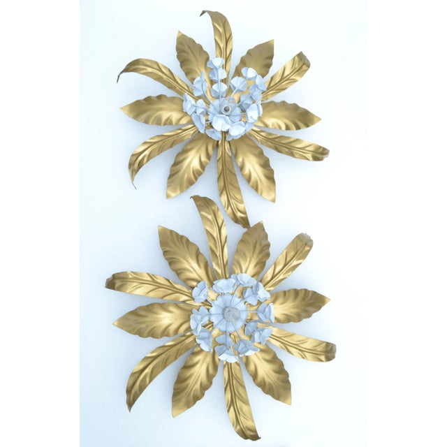 Banci Set 2 Mid-Century Modern Banci Firenze Gold & White Steel Sconces, Wall Lights For Sale - Image 4 of 13