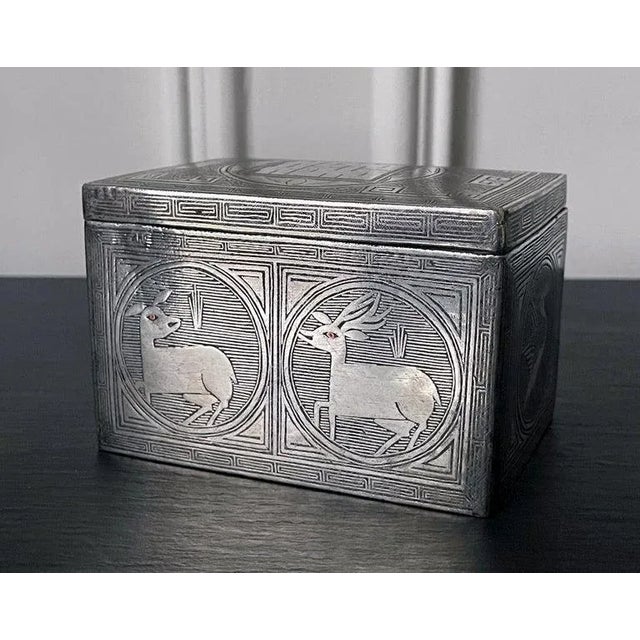Asian Fine Korean Iron Tobacco Box with Silver Inlay Joseon Dynasty For Sale - Image 3 of 13