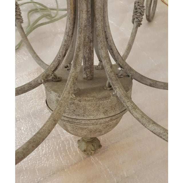 Brass Chandelier With 6 Electric Candle Holders For Sale - Image 8 of 10