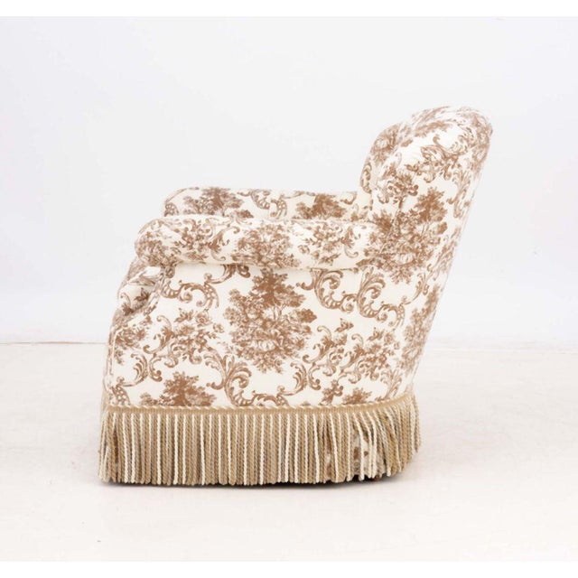 Button-Tufted Upholstered Lounge Chair For Sale In New York - Image 6 of 7