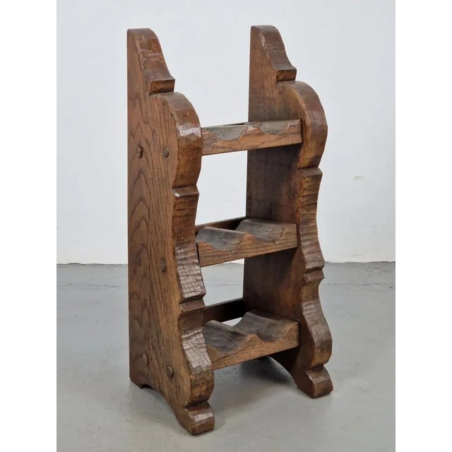 Vintage Japandi Oak Brutalist Wine Rack, 1950s For Sale - Image 10 of 10