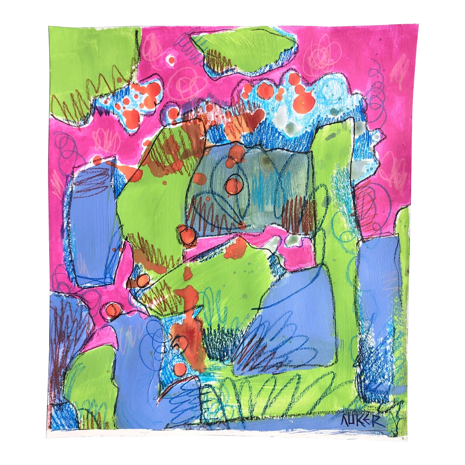 CL Auker Original Contemporary Mixed Media Painting, “The Earlier Chaos ...