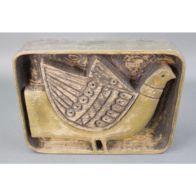 Vintage MidCentury Folk Art Hand Carved Wood Bird Wall Sculpture