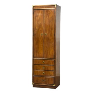 1970s Campaign Style Armoire Dresser by Drexel Accolade For Sale
