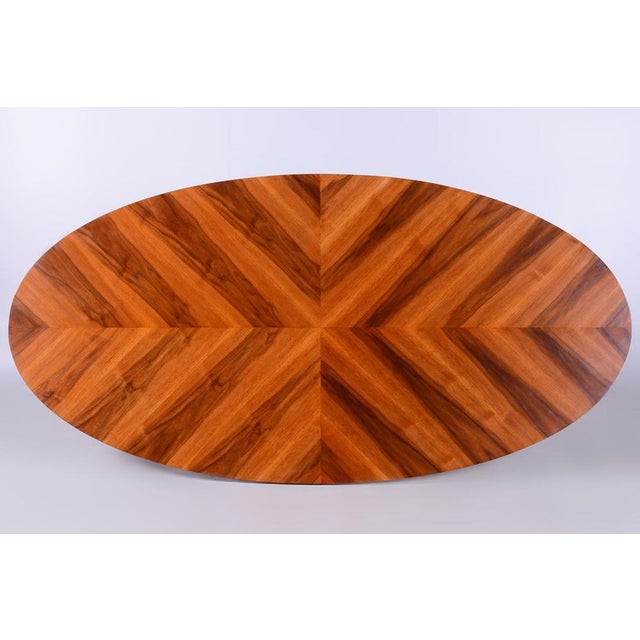 Functionalism Oval Table in Chrome and Walnut from Kovona, Czechia, 1960s For Sale - Image 6 of 14