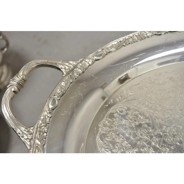 Silver Late 20th Century Wm Rogers & Son Victorian Rose 1982 Silver Plated Oval Serving Platter Tray For Sale - Image 8 of 12