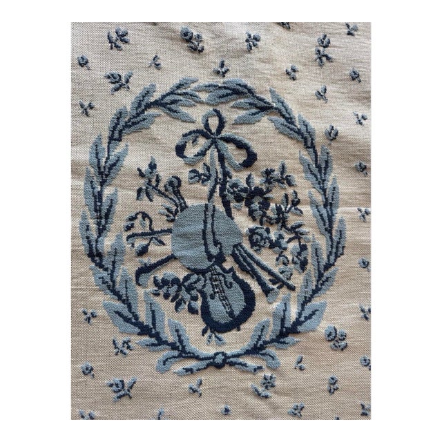 Vintage French Aubusson-Style Cotton-Wool Jacquard Tapestry Panel, 28”x49” For Sale