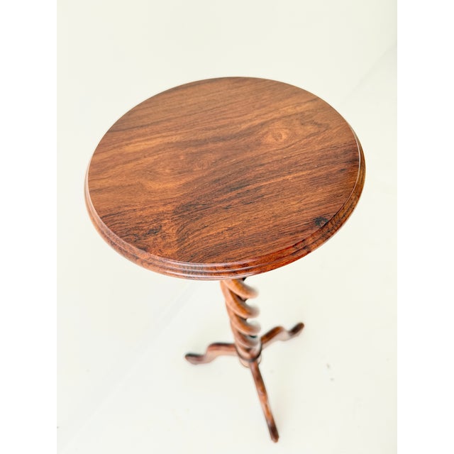 Mid-Century French Mahogany Open Spiral Barley Twist Lamp Stand For Sale - Image 9 of 10