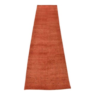 Gabbeh Runner 2'9'' X 9'11'' Red Wool Contemporary Hand-Knotted Oriental Rug For Sale