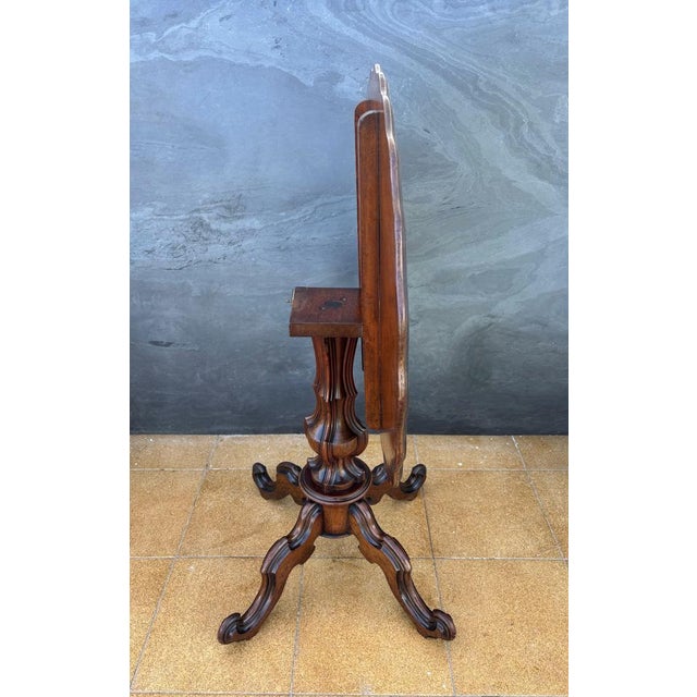 Victorian Tilt-Top Rotating Pedestal Table with Scalloped Edge, 19205 For Sale - Image 9 of 12