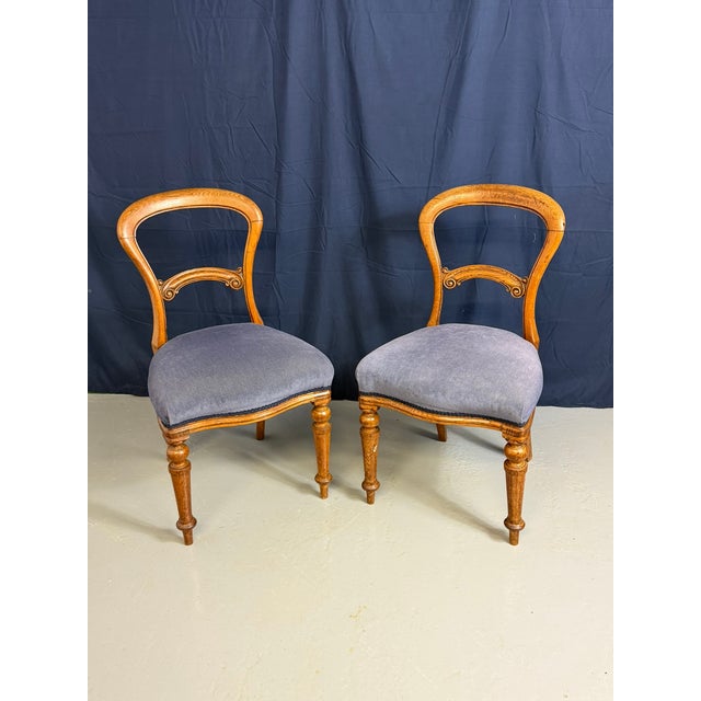 Blue Antique 19th Century Victorian Balloon Back Chairs, Set of 2 For Sale - Image 8 of 10