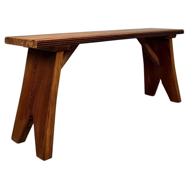 Antique Early 20th Century English Pitch Pine Bench For Sale - Image 9 of 9