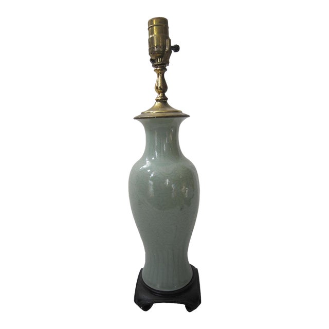 Antique Asian Porcelain Celadon Lamp For Sale