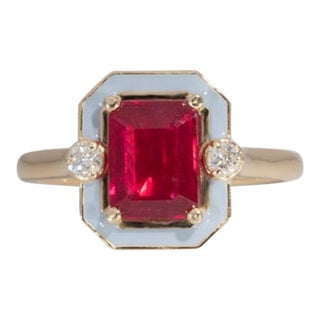 Scarlet & Gray Game Day | 2.2Ct Natural Ruby & Diamond Ring in Solid 14k Gold For Sale