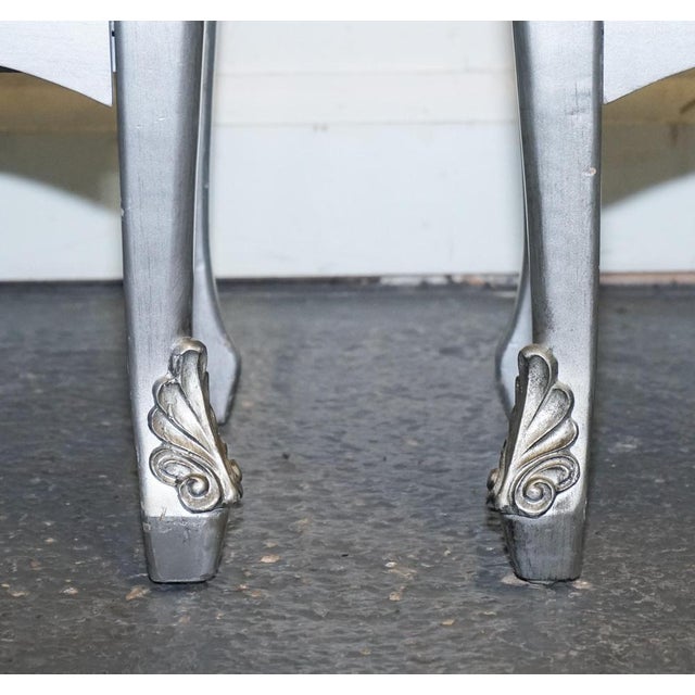 Baroque French Grey Silver 3 Drawer Bedside Tables, Set of 2 For Sale - Image 10 of 14