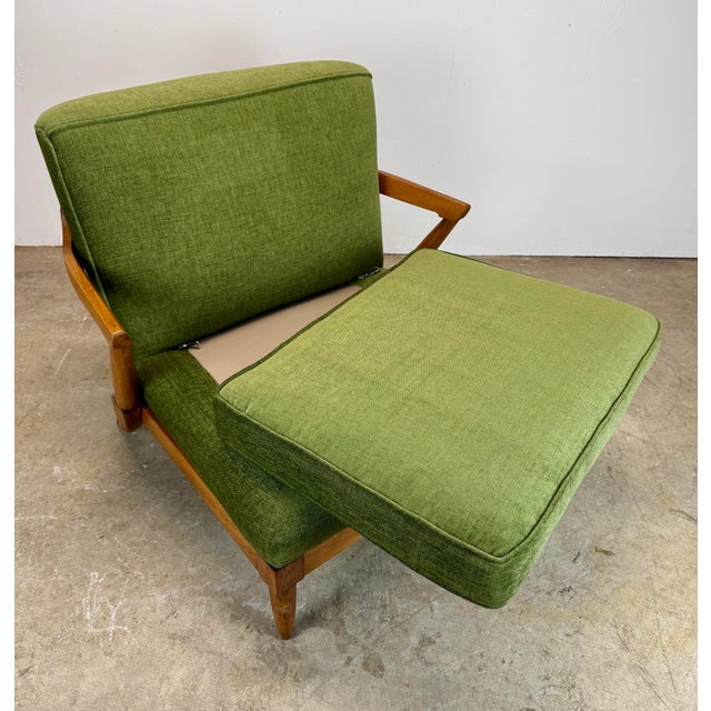 Mid Century Modern Pecan Wood “Sophisticate” Lounge Chair by Tomlinson Restored For Sale - Image 10 of 12