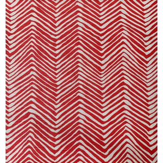 Quadrille Pink Petite Zig Zag Linen Fabric For Sale