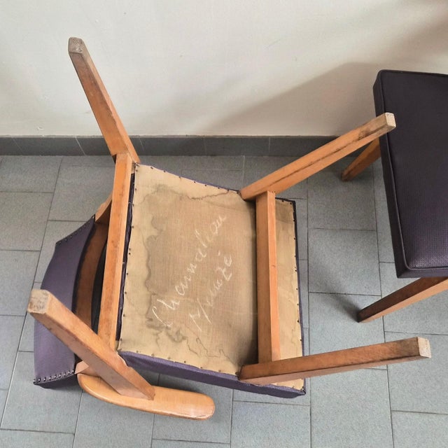 Vintage Bridge Armchairs in Beech with Compass Legs, 1950, Set of 2 For Sale - Image 10 of 18