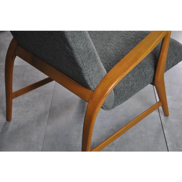 Olive Set of Armchair in Wood and Bouclè, 1950s For Sale - Image 8 of 12