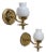 Danish Modern Wall Sconces in White Glass and Brass from Abo, 1970s, Set of 2 For Sale