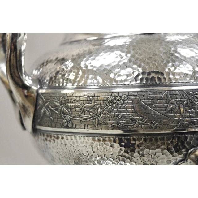 Early 20th Century Antique Victorian Silver Plated Hand Hammered Samovar Coffee Pot Water Warmer For Sale - Image 5 of 11