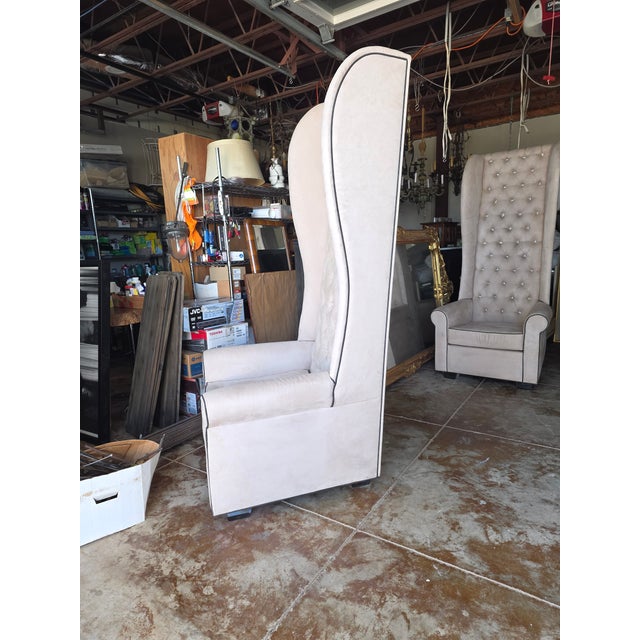 Unusually Tall Wingback Throne Chairs For Sale - Image 9 of 14