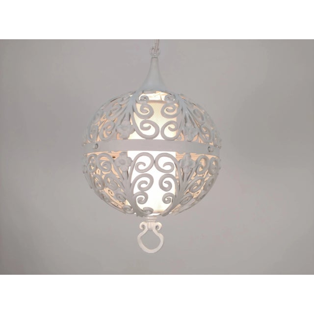 Mid-Century Modern White Round Chandelier Pendant - A Pair For Sale - Image 3 of 11