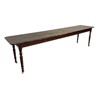 Antique Serving Table Console Table on Porcelain Casters, 1890s For Sale