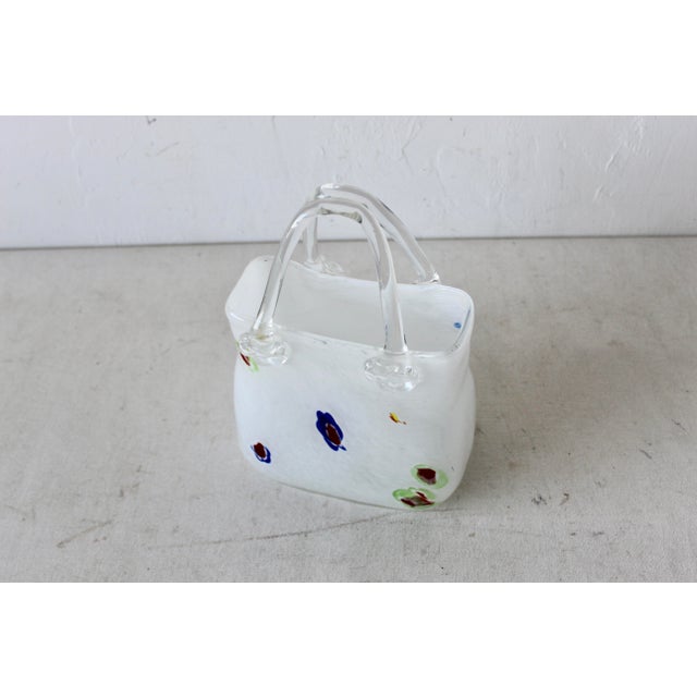 Late 20th Century Late 20th Century Murano Style Art Glass Handbag Bag Shaped Vase For Sale - Image 5 of 9