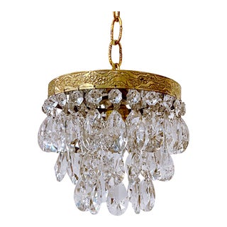Vintage Mid 20th Century Italian Brass Upside Down Layered Cake Chandelier For Sale