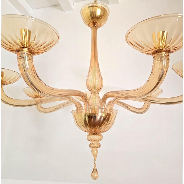 1980s 1980s Amber-Brown Neoclassical Murano Chandelier For Sale - Image 5 of 9
