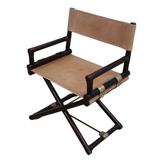 Vintage Bamboo and Leather Director's Chair from McGuire, 1950s For Sale