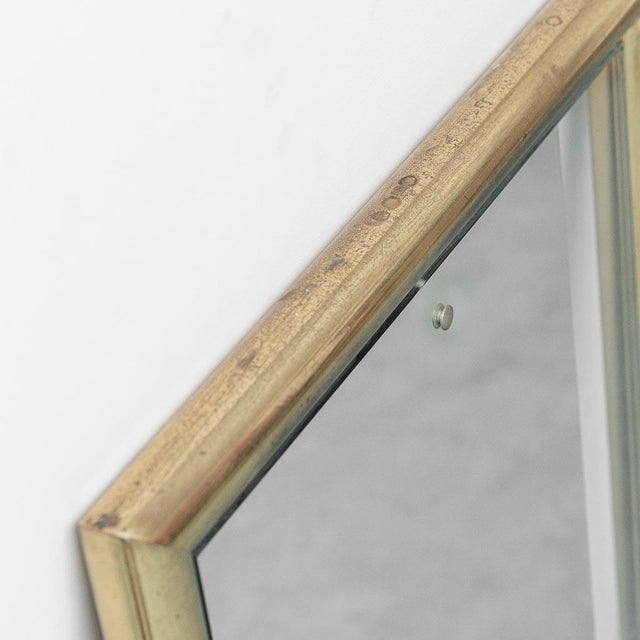 Wall Mirror with Brass Frame, 1970s For Sale - Image 4 of 8