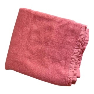 1950s Pink Wool Camp Blanket 71 X 80" Twin Full For Sale