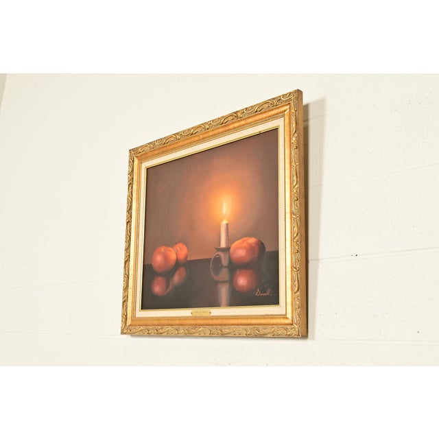 Original Artist Signed Garnelli Still Life Oil Painting on Canvas "Summer Eve Harvest" in Carved Giltwood Frame For Sale - Image 4 of 13