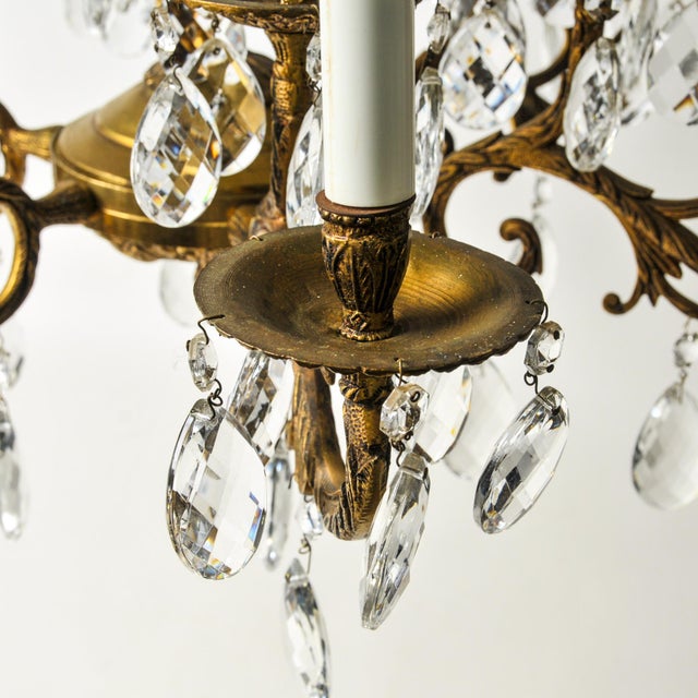 Antique Brass and Crystal Chandelier 12 Light For Sale In Rochester - Image 6 of 14