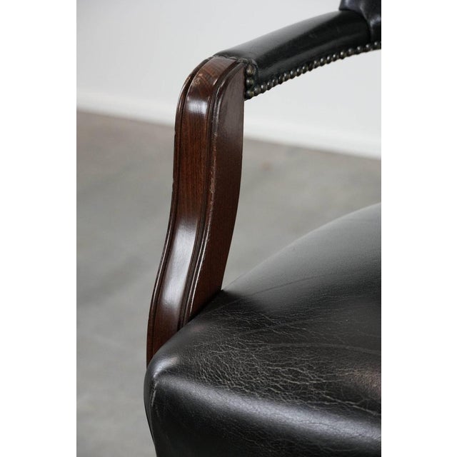 Chesterfield Office Chair in Cowhide Leather on Wheels For Sale - Image 9 of 18