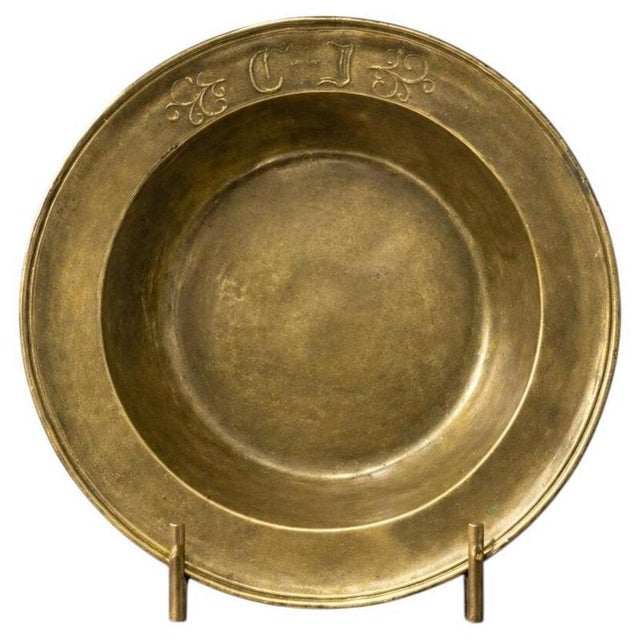 Antique 18th Century Swedish Bronze Bowl with Engraved Initials For Sale - Image 9 of 9