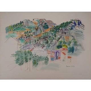 Raoul Dufy, Provence, The Mountain Village, 1953, Original Signed Lithograph For Sale