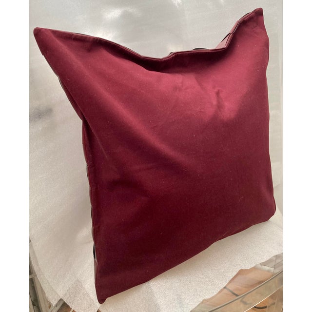 Textile Contemporary Vegan Leather Basketweave Euro Cover For Sale - Image 7 of 7