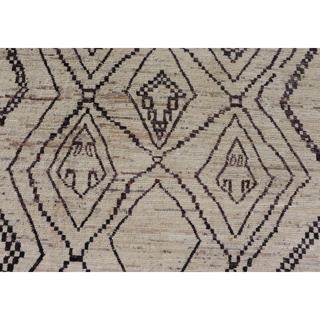 Keivan Woven Arts Hand-Knotted Wool Moroccan Rug in Cream and D. Brown For Sale - Image 9 of 11