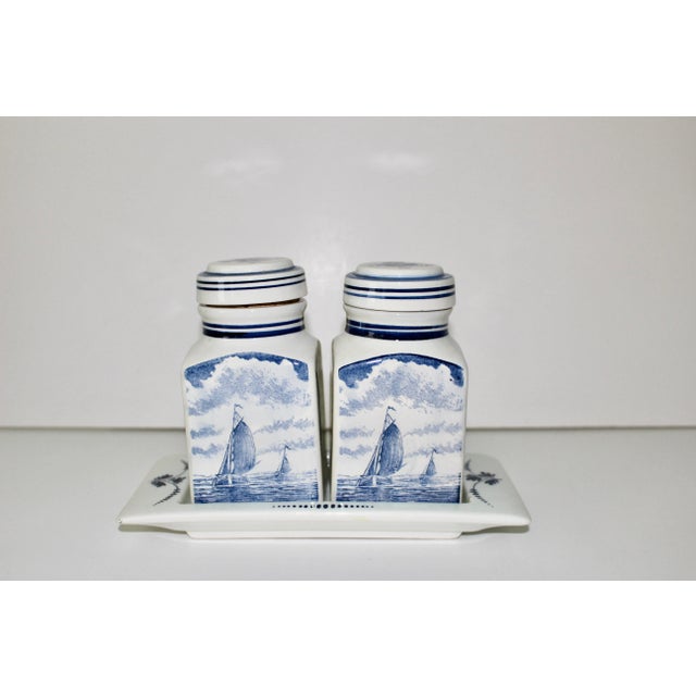 Vintage Delft Blue & White Jars & Tray Set- 3 Pieces For Sale - Image 12 of 12