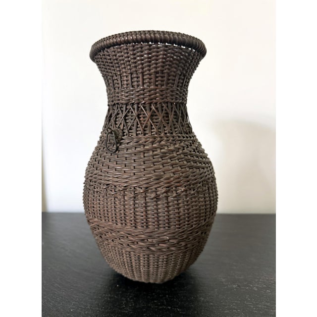 Black Antique Japanese Hanging Ikebana Bamboo Basket For Sale - Image 8 of 12